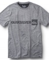 Kick up your casual wardrobe with the signature wave logo on this Quiksilver T shirt.