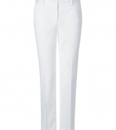 With a pristine tailored cut and trend-right hue, Jil Sander Navys white pants are an essential new-season staple - Side and buttoned back slit pockets, zip fly, button closure, belt loops - Slim, straight leg - Wear with a bright button-down, heels and a leather tote