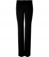 Edgy crepe stretch straight leg pants from Joseph - These ultra-luxe pants have an edgy rocker vibe and a flattering fit - Straight leg silhouette and back button pockets - Wear with a sheer blouse, platforms, and a bold-shoulder blazer