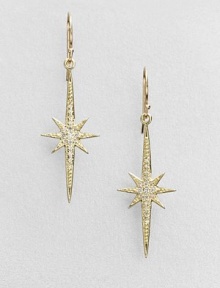 Dazzling diamonds and radiant 14k gold come together in this stunning starburst design. Diamonds, .2 tcw14k goldDrop, about 2Hook backMade in USA Dazzling diamonds and radiant 14k gold come together in this stunning starburst design. Diamonds, .2 tcw14k goldDrop, about 2Hook backMade in USA