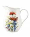 Garden party. The Floral Meadow pitcher brings eternal spring with a mixed bouquet rooted in resilient everyday porcelain. A scalloped edge and fluted body add to the charm of the graceful mix-and-match Lenox dinnerware collection. Qualifies for Rebate