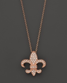 Diamonds set in a 14K. rose gold fleur-di-lis.