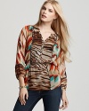 Calvin Klein Multi Print Peasant Blouse