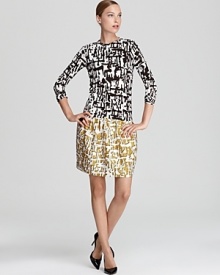 Go bold at the office or artsy for the art gallery in this chic-meets-quirky DIANE von FURSTENBERG dress, emblazoned with an impact-making print. Go bold at the office or artsy for the art gallery in this chic-meets-quirky DIANE von FURSTENBERG dress, emblazoned with an impact-making print.