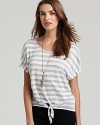 A tie at the hem lends interest to this Vintage Havana striped tee.