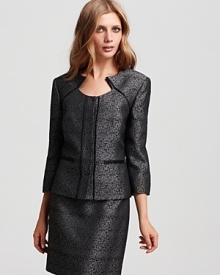 Perfectly paired with a pencil skirt or essential sheath, this Tahari ASL jacket elevates workday style with a portrait neckline and sleek satin piping.