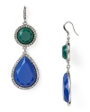 Brighten up your jewel box with these green and blue stone teardrop earrings from Aqua, sure to add a high voltage shot of color.