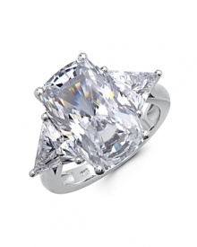 Capturing the light, Crislu's sterling silver finished platinum ring with striking cubic zirconia stones is an eternally glamorous piece that is sure to shine on.