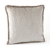 Subtle wood grain pattern is pressed into our rich velvet pillow and stitched with variegated color fringe along four sides, creating a sophisticated decorative accent for a bedside or a sofa.