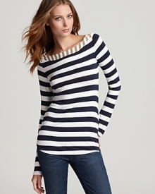 A contrasting boat neckline lends visual interest to this sailor-chic Ella Moss top.