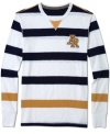 Old-school style. Gold stripe accents on this varsity shirt from American Rag give you a traditional style.