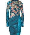 Inject optical intrigue into your cocktail ready look with Matthew Williamsons eye-catching graphic printed draped jersey dress - Rounded neckline, long sleeves, draped bodice, hidden back zip - Form-fitting - Team with statement heels and streamlined accessories