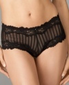 An utterly feminine boyshort: in sheer mesh with satiny woven stripes and luxe scalloped lace. Style #15232