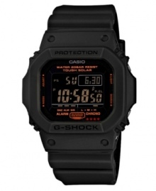 G-Shock makes durable timepieces in bold designs. The black digital dial is protected by an army green case and strap.