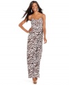 Allover zebra print lends an exotic air to INC's sleek maxi dress. Adjustable straps let you customize the fit!