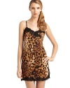 THE LOOKSpirited leopard printAdjustable textured spaghetti strapsLace trimmed neckline and hemSide slits at hemTHE FITAbout 28 from shoulder to hemTHE MATERIALBody: polyesterTrim: 80% nylon/20% spandexCARE & ORIGINMachine washImportedModel shown is 5'11 (180cm) wearing US size Small. 