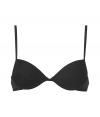 Luxurious push-up bra in fine black synthetic fiber - very comfortable and pleasant on the skin - elegant simple padded cups -  thin adjustable straps and hook closure - creates a dream cleavage - perfect snug fit - stylish, sexy, seductive - fits under (almost) all outfits