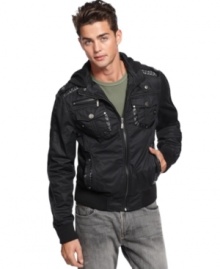 Lookin' fly: X-Ray updates the classic bomber jacket with pockets and hardware that hark back to the style's fighter pilot origins. Lookin' fly: X-Ray updates the classic bomber jacket with pockets and hardware that hark back to the style's fighter pilot origins.