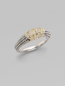 From the Embrace Collection. Dazzling diamonds in radiant 18k gold wrapped around a beaded sterling silver shank for a modern yet romantic piece.Diamonds, .21 tcw18k goldSterling silverWidth, about ¼Imported