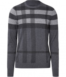 Iconic and equally sophisticated, Burberry Londons oversized check pullover is a sleek choice for dressing up or down - Round neckline, long sleeves, fine ribbed trim - Slim fit - Wear with modern tailored trousers and sleek lace-ups Iconic and equally sophisticated, Burberry Londons oversized check pullover is a sleek choice for dressing up or down - Round neckline, long sleeves, fine ribbed trim - Slim fit - Wear with modern tailored trousers and sleek lace-ups