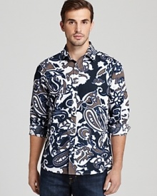 Michael Kors Paisley Printed Woven Sport Shirt - Slim Fit Michael Kors Paisley Printed Woven Sport Shirt - Slim Fit