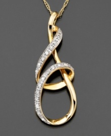 An exquisite diamond necklace with a swirl of sparkling brilliance. Featuring round-cut diamonds (1/10 ct. t.w.) set in 14k gold. Approximate length: 18 inches. Approximate drop: 1 inch. An exquisite diamond necklace with a swirl of sparkling brilliance. Featuring round-cut diamonds (1/10 ct. t.w.) set in 14k gold. Approximate length: 18 inches. Approximate drop: 1 inch.