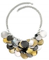 Go full circle with Stylel&Co. This bib necklace features shaky accents in an array of colors and is crafted from silver tone mixed metal. Approximate length: 18-1/2 inches.