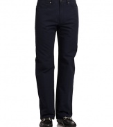 THE LOOKTextured designBanded waist with belt loopsFront zip with button closureFlat frontFive-pocket styleTHE FITRise, about 10Inseam, about 32THE MATERIALCottonCARE & ORIGINMachine washImported