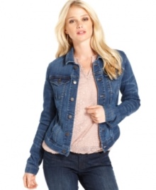 Classic and casual: Get the look with this denim jacket from Calvin Klein Jeans. It's the perfect topper for transitioning seasons. Classic and casual: Get the look with this denim jacket from Calvin Klein Jeans. It's the perfect topper for transitioning seasons.
