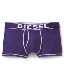 A stylish basic from Diesel, the stretch trunk with wide logo waistband. A stylish basic from Diesel, the stretch trunk with wide logo waistband.
