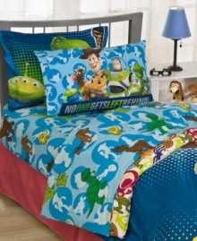 To bedtime and beyond! These bold and colorful sheets tuck kids in with familiar faces from Disney's Toy Story. Match each character to its silhouette!