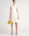 Structural and sleek, a silk/cotton blend pencil silhouette constructed with impeccable tailoring and a contrast waistband.V necklineSleevelessBanded waistVented hemConcealed back zipSilk liningAbout 24 from natural waist59% cotton/39% silk/2% polyamideDry cleanImported of Italian fabricModel shown is 5'11 (180cm) wearing US size 4. 