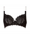 Stylish bra in fine, black synthetic - Particularly comfortable thanks to the stretch content - Cloud Swing model by designer and supermodel Elle MacPherson - Luxurious bra in trendy lace boudoir look with a floral pattern - Unlined 3/4 cups and slim, adjustable length outer straps - Hook closure - Stylish balconette style, best for wider necklines - Perfect, snug fit - Magically makes a dream d?collet? - Stylish, sexy, seductive