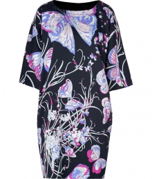 Take an iconic stance on this seasons penchant for prints with Emilio Puccis exquisitely elegant butterfly print silk sheath - Scooped neckline, 3/4 dolman sleeves, side slit pockets, pull-over style - Relaxed fit - Pair with bright pumps and sleek totes for a seamless transition from work to cocktails