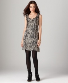 This easy DKNY Jeans dress features ruffles, pleats and an allover print for a boho-inspired look. Pair it with a cardigan and tights for edgy style that stays girly. (Clearance) This easy DKNY Jeans dress features ruffles, pleats and an allover print for a boho-inspired look. Pair it with a cardigan and tights for edgy style that stays girly. (Clearance)