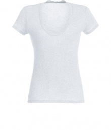 Stylish t-shirt in fine, pure white cotton - Soft yet durable material feels great against the skin - A genius basic from cult LA label James Perse - Feminine silhouette is slightly fitted and tapers gently at waist - Short sleeves and flattering, deep v-neck with wide piping - A versatile go-to ideal for everyday - Wear solo or layer beneath a cardigan or blazer and pair with jeans, chinos or shorts