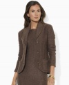 Our chic shawl-collar petite cardigan is designed in a cozy cashmere-and-wool herringbone for stylish heritage appeal.