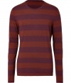 Work rich color into your casual look with Burberry Brits bold striped tee - Rounded neckline, long sleeves - Long lean fit - Team with hoodies and jeans, or contemporary knit pullovers, cords and Chelsea boots