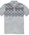 Get preppy. This polo-style Sean John shirt is patterned to add a touch of sophistication to any outfit.