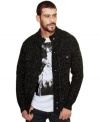 Look cool, stay warm in this handsome Marc Ecko Cut & Sew knit cardigan.