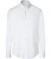 Sleek and sophisticated, Baldessarinis stretch cotton shirt is a chic staple perfect for setting the foundations of sharply tailored looks - Classic collar, long sleeves, buttoned cuffs, button-down front, shirttail hemline - Contemporary slim straight fit - Wear with knits and favorite jeans, or with elegant silk ties and slim cut suits