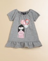 A soft, sporty design shows Miss Marc about to float away with her whimsical balloons. CrewneckShort sleevesGathered elastic ruching around the neckline and cuffsRuffled hem60% cotton/40% polyesterMachine washImported