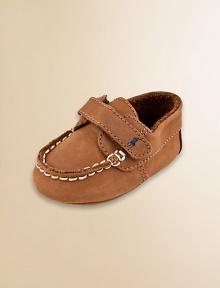 Classic leather boat shoe sets a fashionable course for the little one. Grip tape strap Topstitched trim Crazy horse leather; spot clean Imported Classic leather boat shoe sets a fashionable course for the little one. Grip tape strap Topstitched trim Crazy horse leather; spot clean Imported