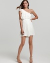 Fashioned in rich silk, this Jill Stuart Dress one-shoulder dress flaunts a ruffled bodice for feminine flair.