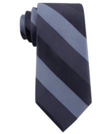 Bold stripes make a big statement in any guy's work wardrobe. Make it count with this DKNY tie. Bold stripes make a big statement in any guy's work wardrobe. Make it count with this DKNY tie.