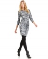 MICHAEL Michael Kors' new animal-print petite dress is sleek perfection with tights and high-heel leather boots.