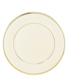 From the Lenox Dimension Collection, the classic Eternal dinner plates elegantly accent the table. In ivory china with rich gold trim, Eternal is offered in a complete selection of pieces. Coordinating Encore Gold stemware is also available. Qualifies for Rebate