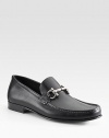 A sophisticated slip-on style constructed in smooth leather with a silvertone gancio horsebit detail. Leather lining Padded insole Leather sole Made in Italy 