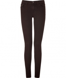 Every modern wardrobe deserves a pair of stylish skinny jeans, and J Brands rich, black-brown pair promises a sleek silhouette - Ultra-flattering mid rise curve-hugging cut - Classic five-pocket style with belt loops and button closure - Polished and undeniably chic, ideal for any number of occasions - Pair with a silk blouse, leather jacket and pumps, or go for a more casual look with an oversize cashmere pullover and ballet flats