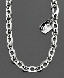 A chunky sterling silver chain adds instant style. Simmon logo tag with diamond accents measures 3/4 inch. Length measures 21-1/2 inches. A chunky sterling silver chain adds instant style. Simmon logo tag with diamond accents measures 3/4 inch. Length measures 21-1/2 inches.